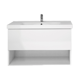 Тумба Dreja PERFECTO, 70 см, 1 ящик, push-to-open, белый глянец и раковина Грэйс 70 см, 99.0807 + 641600 - фото, отзывы, цена